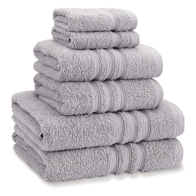 Catherine Lansfield Zero Twist Soft Absorbent Cotton 6 Piece Towel Set - Silver Grey