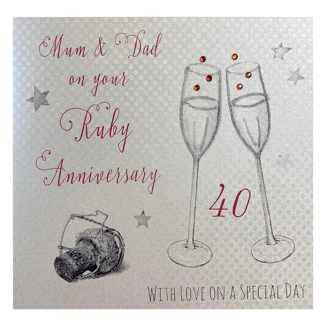 Carte anniversaire de noces de rubis pour maman et papa - White Cotton Cards WA4