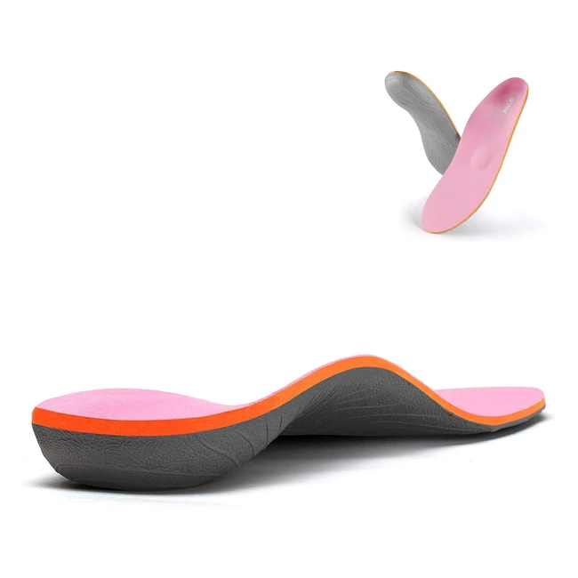 Orthotic Insoles Arch Support Full Length Inserts - Metatarsal Pinnacle Plus for Flat Feet - UK10 - Pink