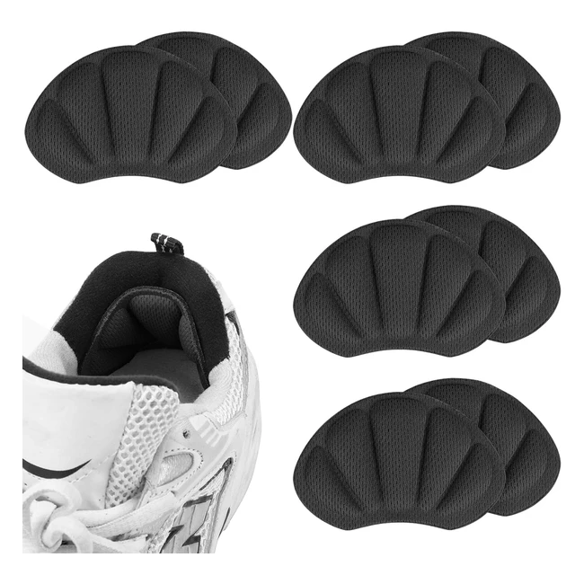 Clundoo 4 Pares Almohadilla de Talón Autoadhesivas - Para Zapatos Grandes y Sueltos - Negro