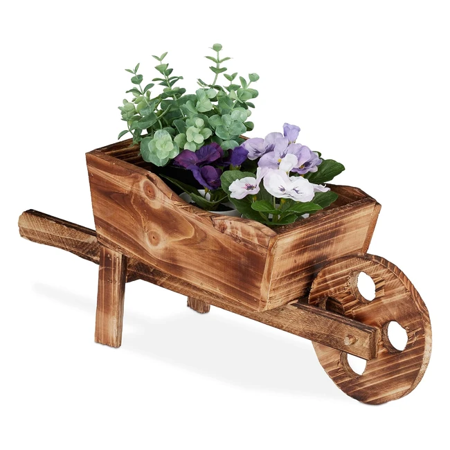 Brouette pour plantes en bois Relaxdays - Décoration vintage - Hxlxp 19x47x15cm - Nature