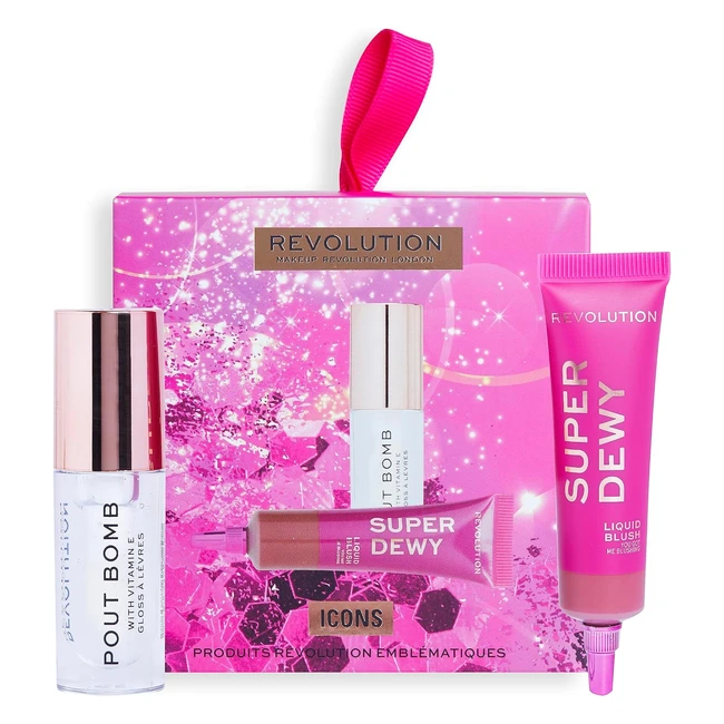Makeup Revolution Icons Gift Set - X2 Piece Set with Lipgloss and Blusher