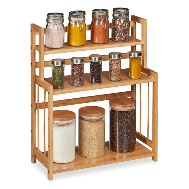 Especiero Bambú 3 Niveles Ajustable - Organizador de Especias 50x415x18 cm