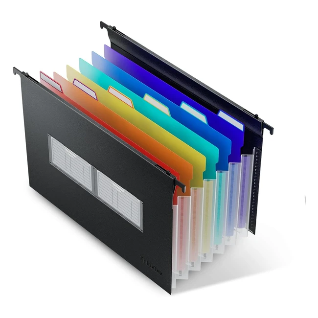 Thinktex A4 Cartelle Sospese Espandibili in Plastica - 7 Tasche Accordion Innovative da 3cm - Adatto per Larghezze dell'Armadio da 33cm a 37cm