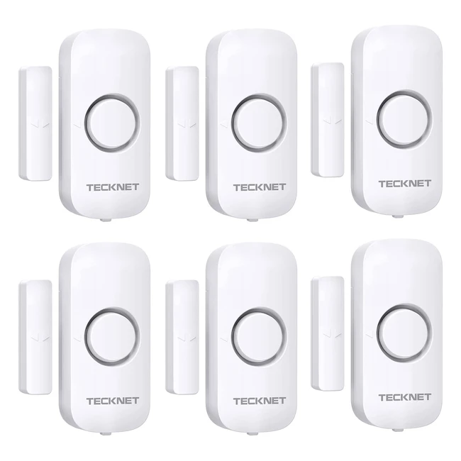 Allarme Casa Tecknet Senza Fili - Mini Sensori Porte e Finestre - Antifurto Wireless Forte 100dB - Sistema di Allarme per Casa, Negozio, Ufficio, Garage (6 Pz)
