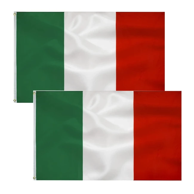 2pcs Bandiera Italiana 90 x 150 cm - Bandiera Italia Poliestere Metallo Occhielli - Colore Vivido - Uso Interno ed Esterno