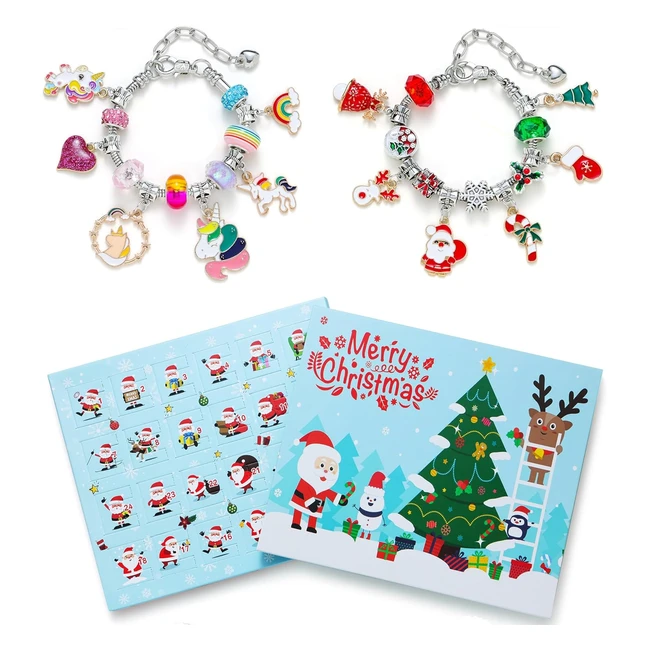 Calendario Adviento 2023 Bisutera - 24 Dijes y 2 Pulseras - Kit Joyera DIY