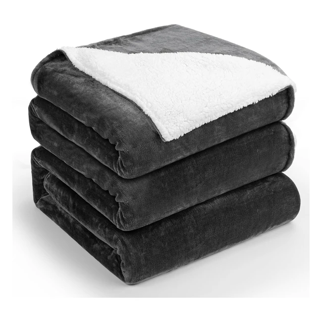Manta Gruesa Homfine 600gsm Sherpaborreguito 150x200cm - Caliente y Cómoda - Para Sofá, Cama, Viaje - Reversible Gris