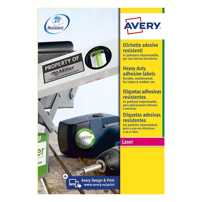 Set etichette Avery L601320 per cavi elettrici - Argento - 20 pezzi