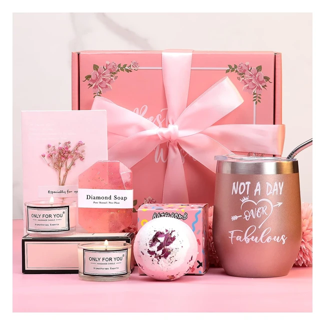 Coffret Cadeau Femme - Anniversaire, Noël, Saint-Valentin - Idée Cadeau pour Maman, Soeur - Boîte Cadeau avec Gobelet, Boule de Bain, Savon, Bougies Parfumées