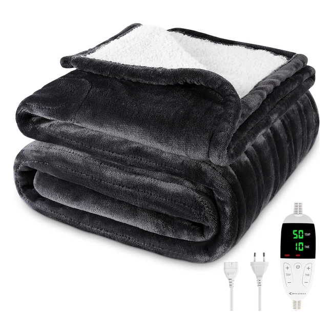 Coperta Elettrica Mycarbon 180x157cm LED Controller 38c50c Timer 210 Ore - Basso Consumo - Lavabile