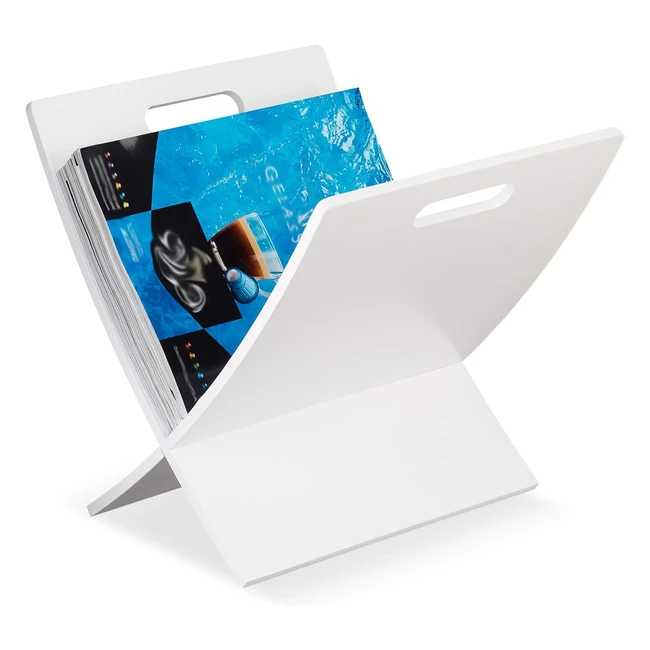 Revistero Relaxdays con Asas - Diseño Moderno - Madera - Blanco - 31x30x34 cm