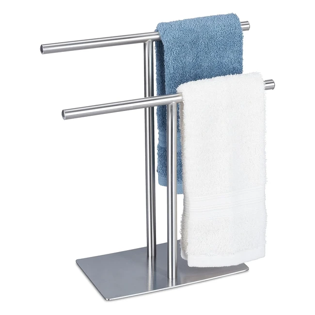 Porte-serviettes relaxdays non fixe, acier inoxydable et fer, 2 barres, h x l x p 315 x 285 x 12 cm