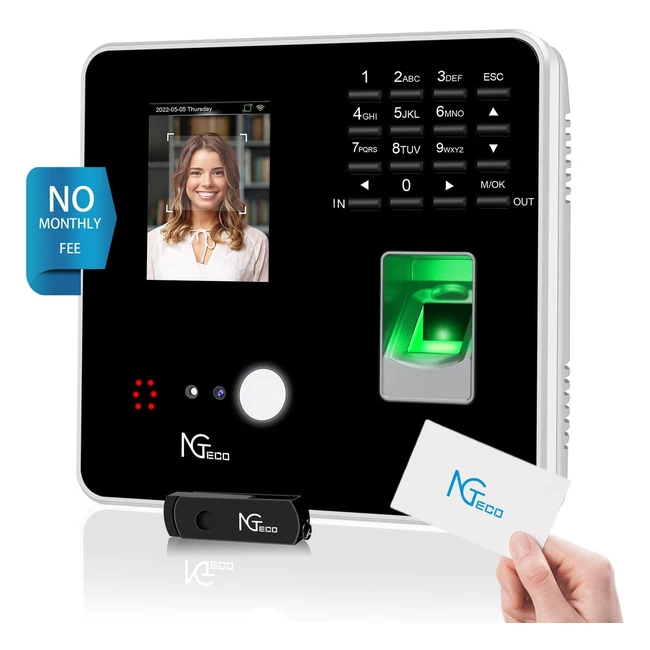 Terminal NGTECO MB2 para fichar - Tarjeta integrada escaneo de dedos RFID y PIN