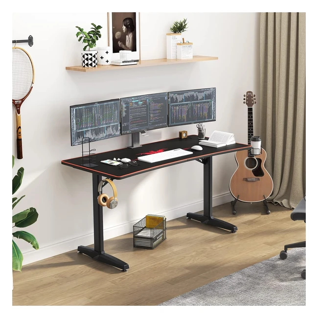 Mesa de Ordenador Gaming Gamer - Soporte para Auriculares y Portavasos - 152 cm x 70 cm