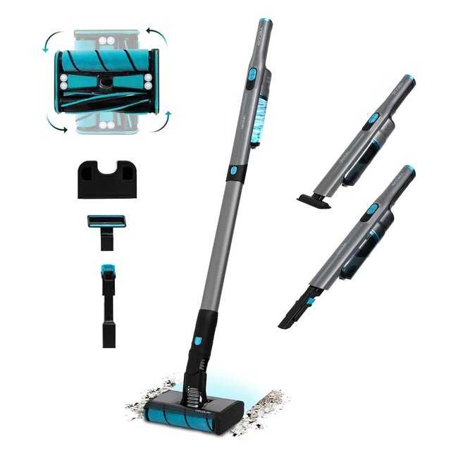 Aspirateur Vertical Sans Fil Ultralger Scoba 2100 Twice 210W - 20kPa - Autonomie 45min - Tte Motorise Omnidirectionnelle - Double Brosse - 2 Accessoires