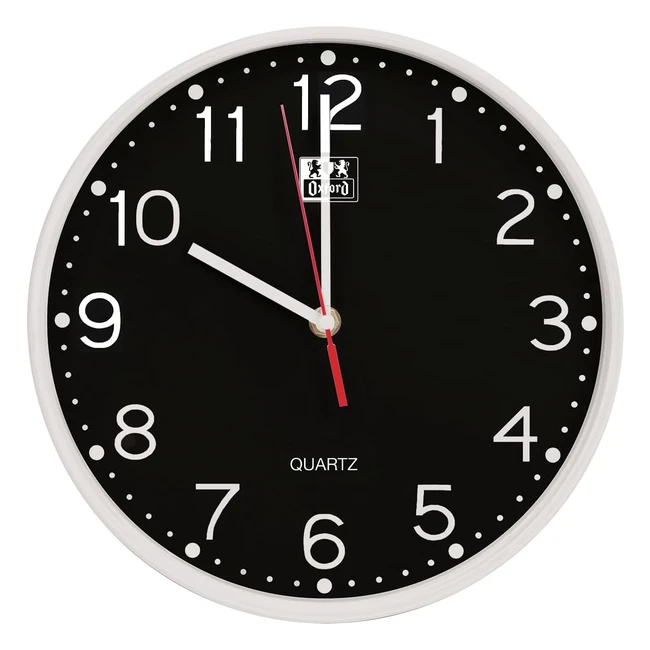 Reloj de Pared Silencioso Oxford Calm 25cm Negro - Diseño Elegante y Preciso