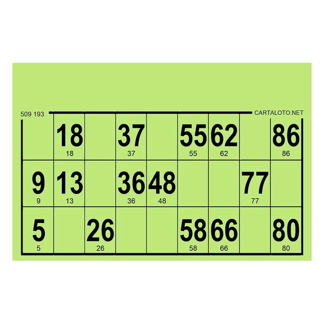 Lot de 1000 cartons de loto feuilles 80gr format standard - couleur vert