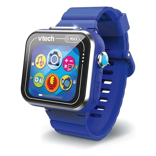 Montre Digitale Enfant Vtech Kidizoom Smartwatch Max Bleue - Photo Selfie Vidéo - Écran Tactile Horizontal - Jouet Hightech - Cadeau Enfant et Ado - Réf. 12345