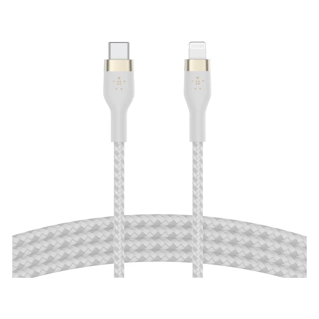 Cable Belkin USB-C a Lightning 1m BoostCharge Pro Flex - Carga rápida PD de 20W - iPhone/iPad Blanco