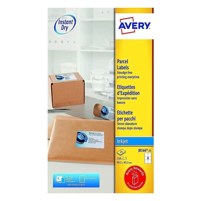 Etichetta indirizzo bianca Avery J8166 per stampanti inkjet - Confezione da 150