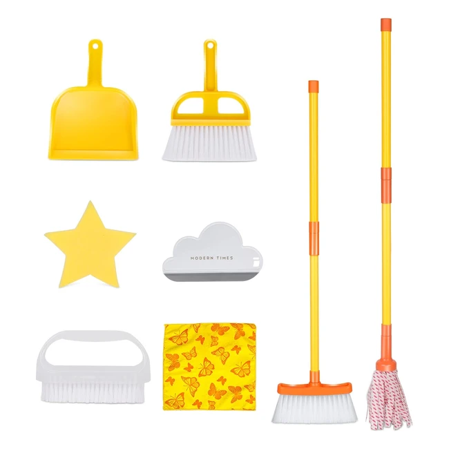 Kit de nettoyage pour enfants - 8 pièces - Balai, pelle, chiffon - Jouet éducatif - Cadeau pour filles et garçons
