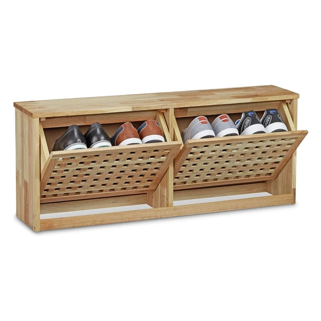 Scarpiera a ribalta in legno di noce Relaxdays HLP 38x94x20 cm - Design moderno