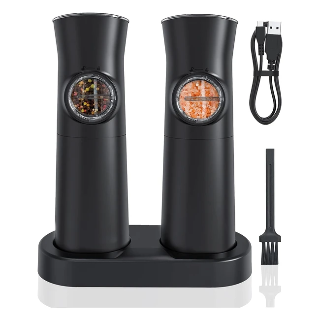 Set Macina Sale Pepe Elettrico Sensibile Gravità - Ricaricabile - Grana Regolabile - Acciaio Inossidabile