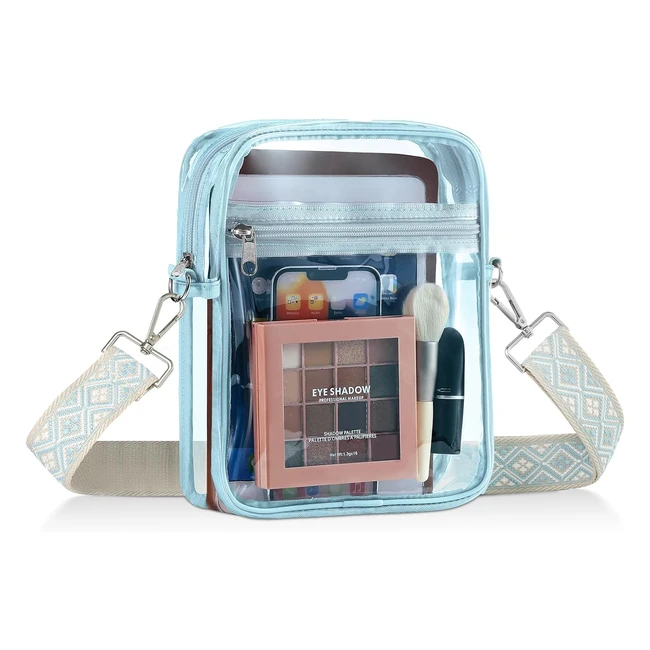 Sac bandoulière transparent Moko approuvé par les stades - Imperméable en PVC - Idéal pour le sport, le voyage et la plage