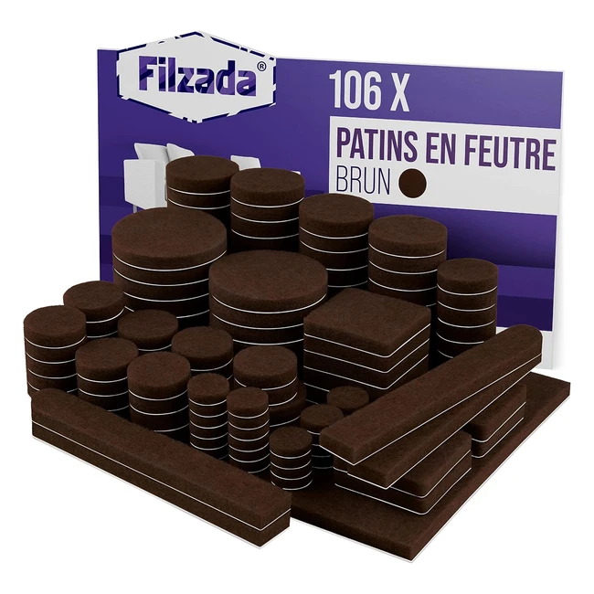 Filzada 106 pces patins meubles autoadhésifs marron - Chaise feutre 35mm - Protection sols lisses