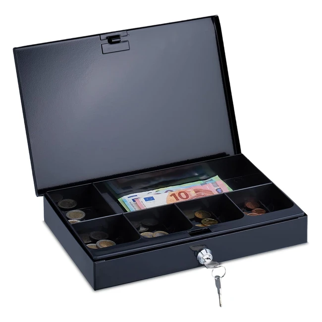 Caisse Monnaie Verrouillable Acier 2cls Pices et Billets - Pratique et Scurise - Relaxdays