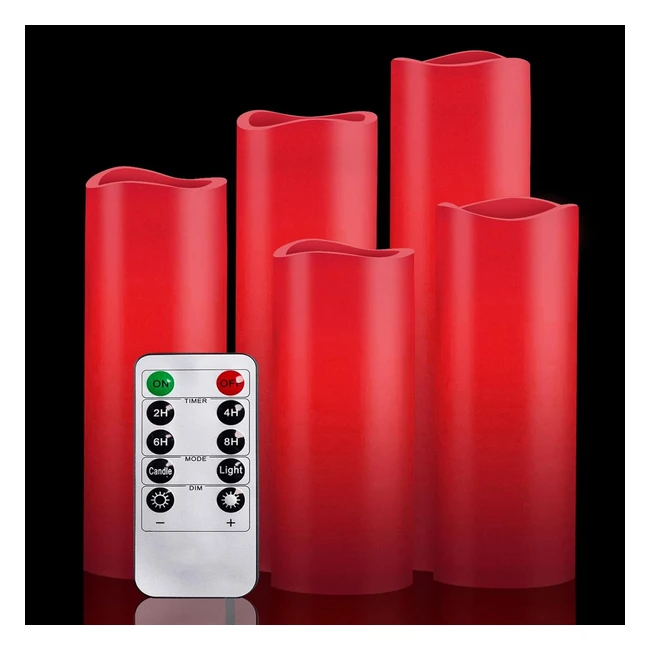 Ensemble de bougies LED sans flamme Oshine - 5 bougies 1012151719 cm rouge e