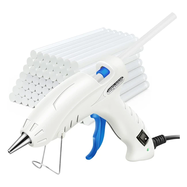 Pistolet à colle chaude 30W LeaderPro avec 60pcs bâtons de colle - Pour bricolage, loisirs créatifs, artisanat, travaux manuels - Blanc