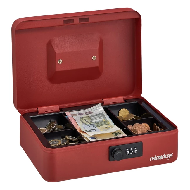 Caisse Monnaie Serrure Combinaison 3 Chiffres - Rangement Pratique - Rouge