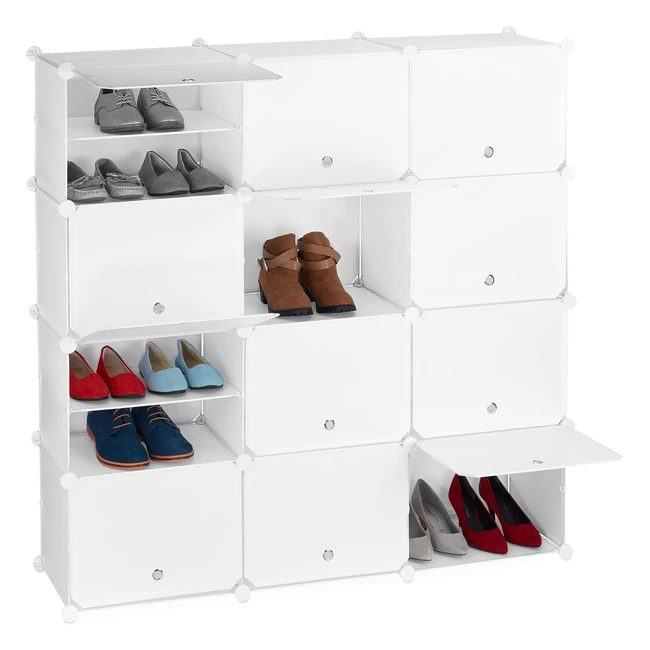 Zapatero Modular Relaxdays - Organizador de Zapatos con Puertas - Blanco