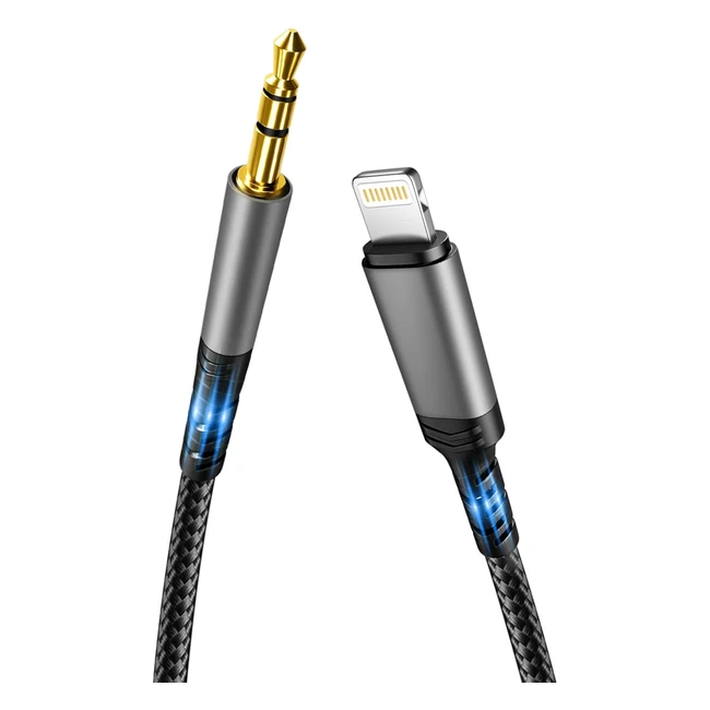 Câble audio voiture 1m pour iPhone 14 - Certifié Apple MFi - Prise jack 3.5mm - Compatible iPhone 14/13/12/11/Pro/Max