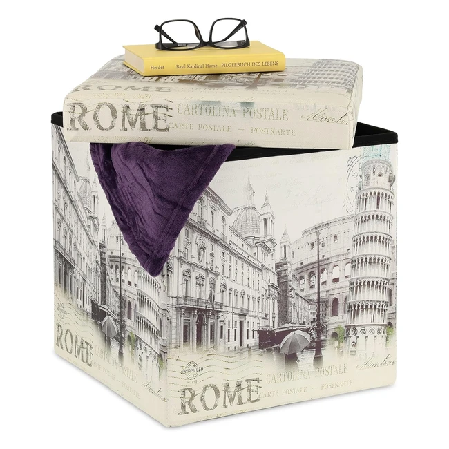 Taburete Almacenaje Vintage Roma - Relaxdays