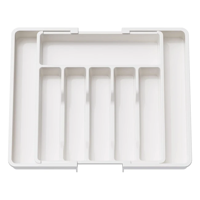 Range-couverts Lifewit, plateau d'ustensiles extensible pour tiroir, rangement compact en plastique, blanc