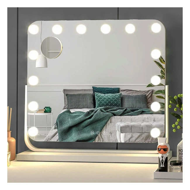 Specchio Trucco con Luci 60x53cm Hollywood Girevole 3 Colori Regolabili Intensità LED