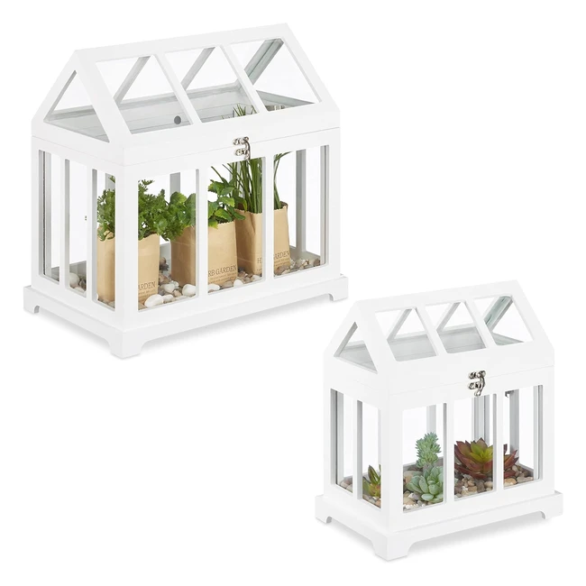 Set de 2 Mini Invernaderos Decorativos para Ventana - Relaxdays