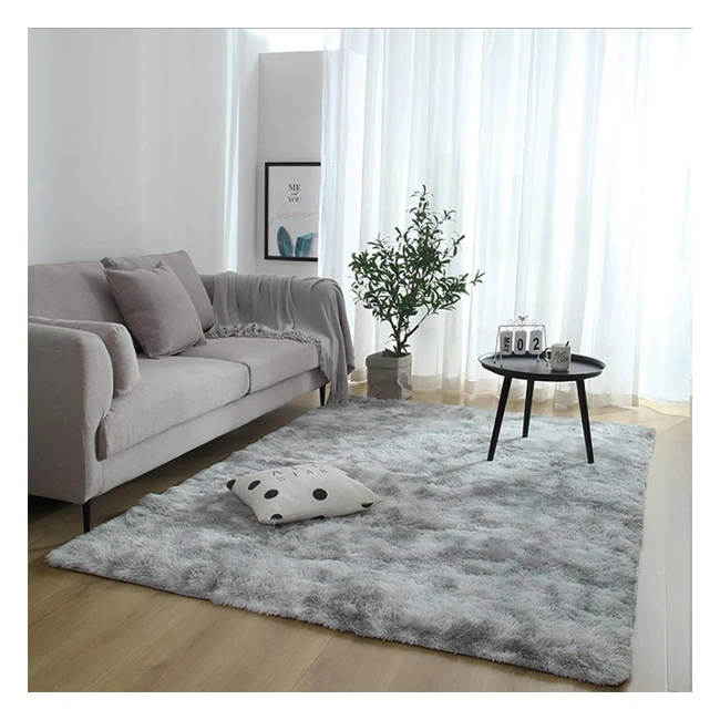 Tapis salon chambre doux Leesentec - Anti-dérapant - Moelleux - Moderne - Blanc/Gris - 185x185cm