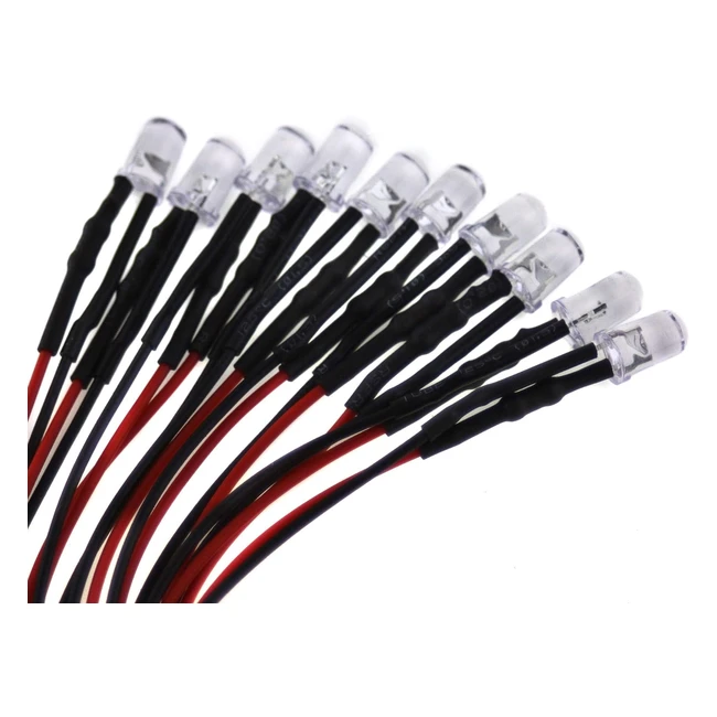 10 LED 5mm 5V Verde con Cavo 20cm - Alta Luminosit