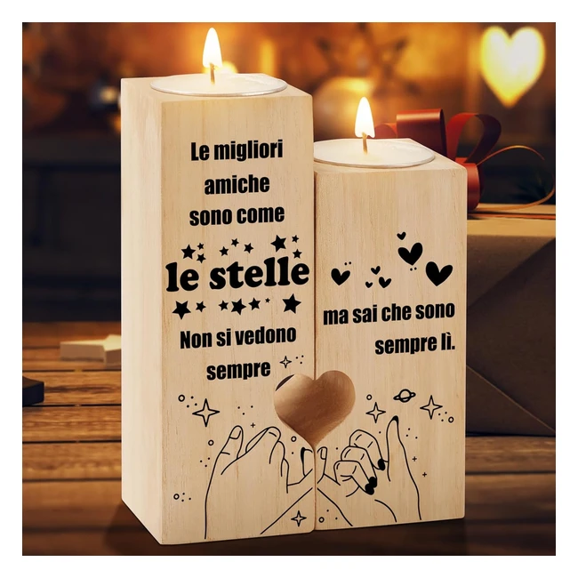 Regalo Compleanno Portacandele in Legno - Idee Regali per Migliore Amica - Prstenly