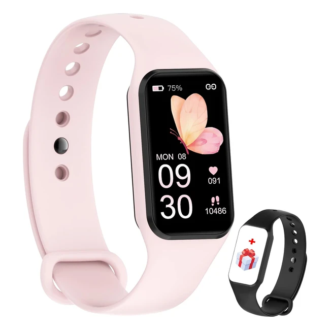 Montre Connectée Femme Homme Smartwatch Étanche avec Oxygène Podomètre Cardiofréquencemètre Calories Fitness pour Android iOS + 2 Bracelets