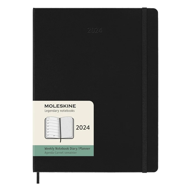 Agenda Semanal Moleskine 2024 XL 19x25 - Espacio para Notas - Negro
