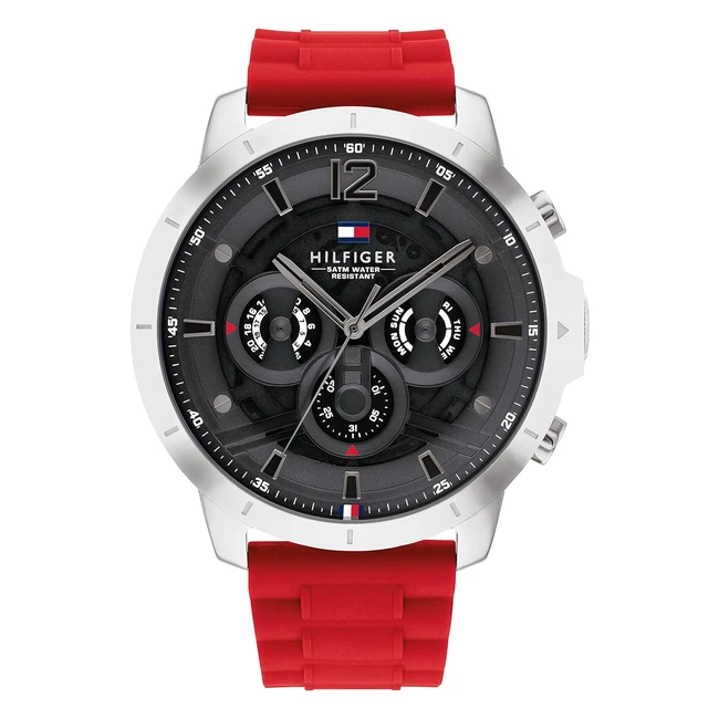 Reloj Tommy Hilfiger Hombre Multifunción Silicona Rojo 1710490