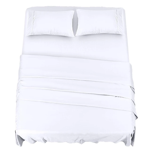 Set Lenzuola Letto Utopia Bedding - Spazzolata Microfibra - Bianco - Double - 4 Pezzi