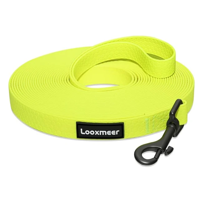 Looxmeer Longe pour Chien 3m-30m | Laisse Chien Robuste et Étanche | Poignée et Sac de Rangement | Dressage Toutes Tailles | Jaune