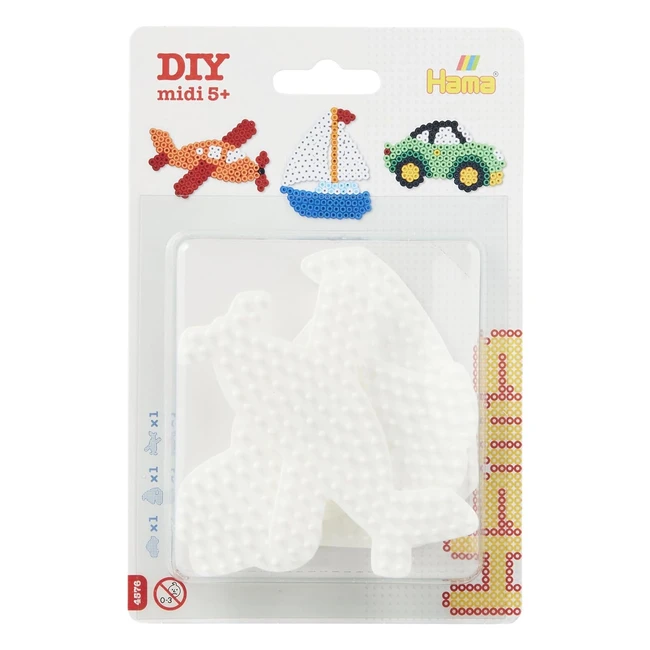 Hama Blister 3 Piastre Auto Barca Aereo - Perline da Stirare Taglia Midi - Creat