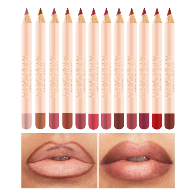 Matita Labbra Lunga Durata - Morbida e Delicata - 12 Colori Set Matite Labbra